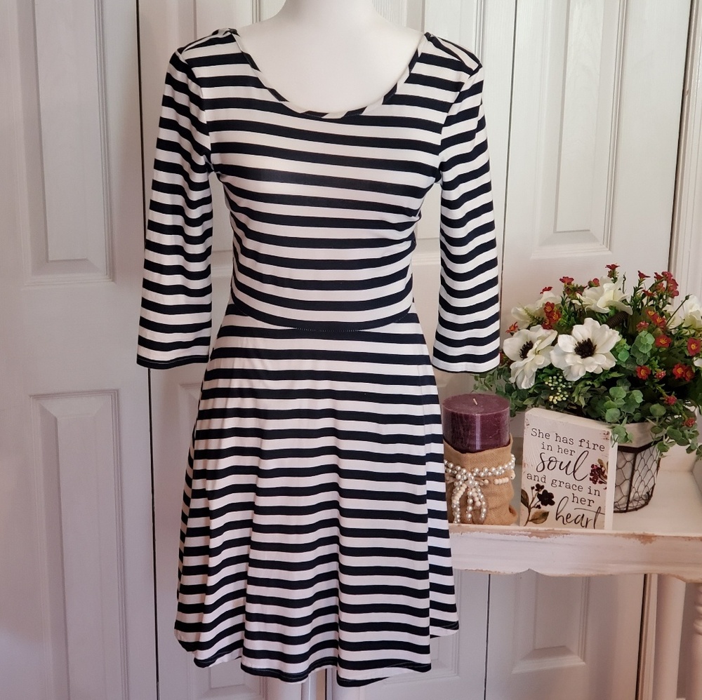 Rue 21 Striped Dress with Low Back and Bow